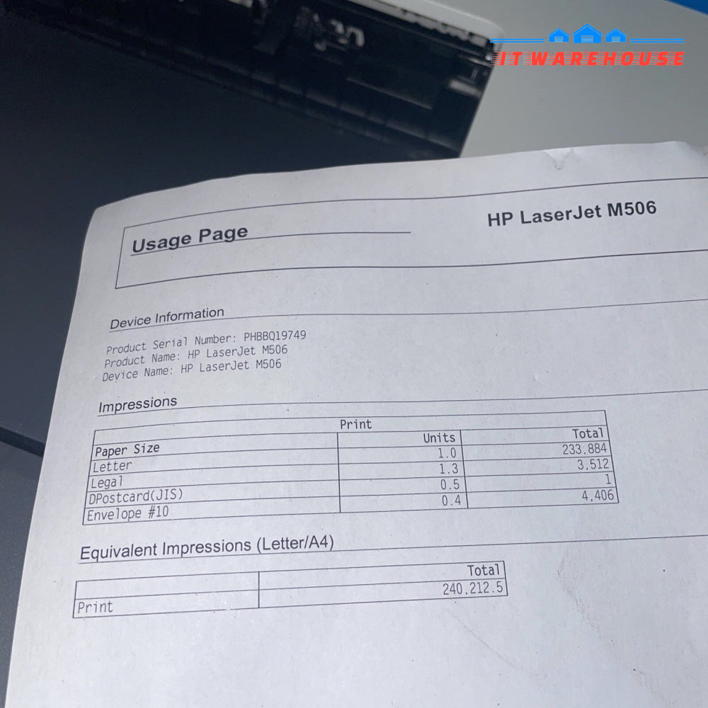 HP LaserJet Enterprise M506 Laser Printer No Toner