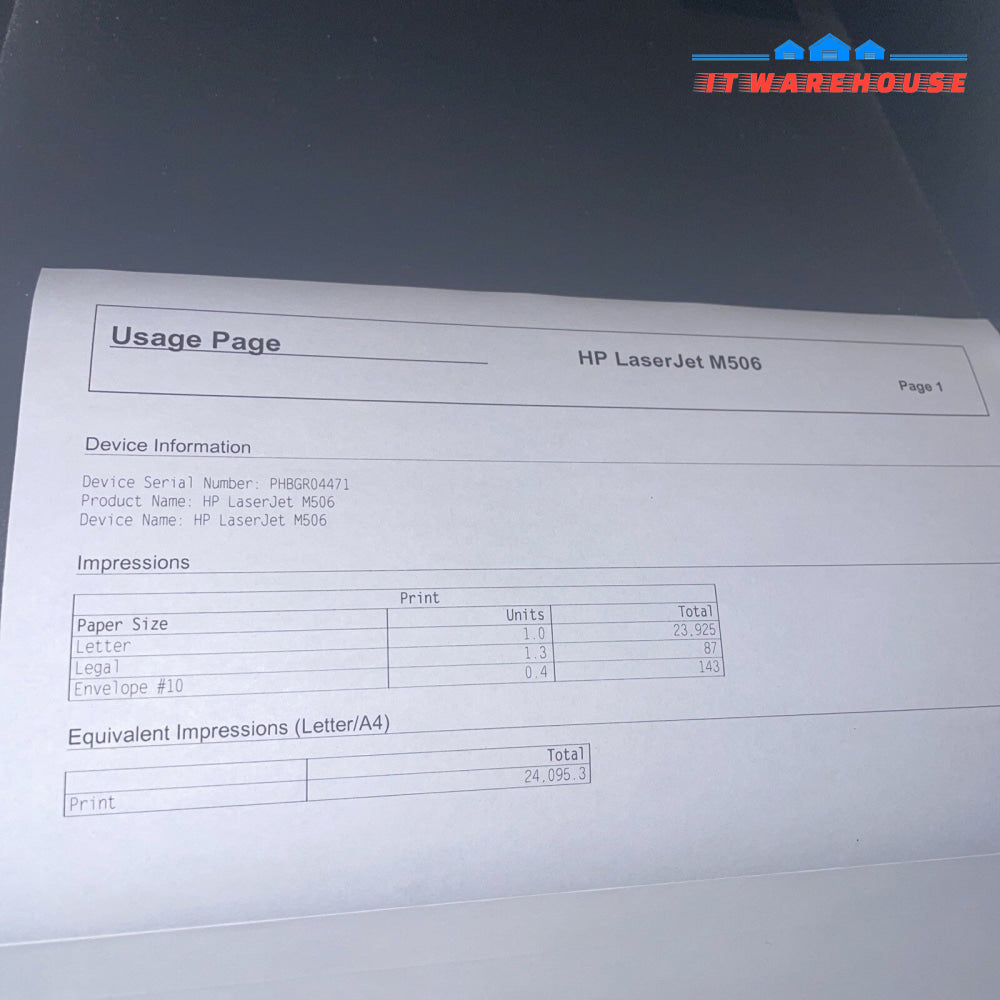 HP LaserJet Enterprise M506 Laser Printer with Toner at 70%