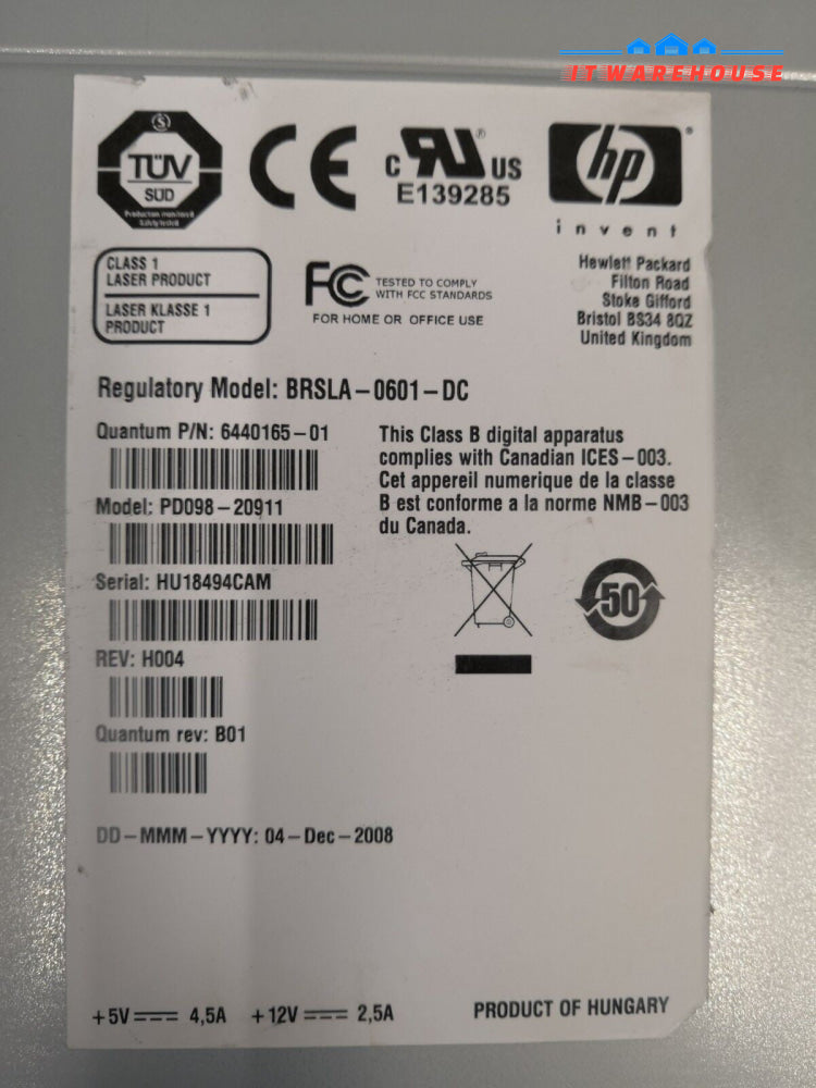 - HP LTO4 FH FC Ultrium Loader Drive  6440165-01 PD098-20911 BRSLA-0601-DC