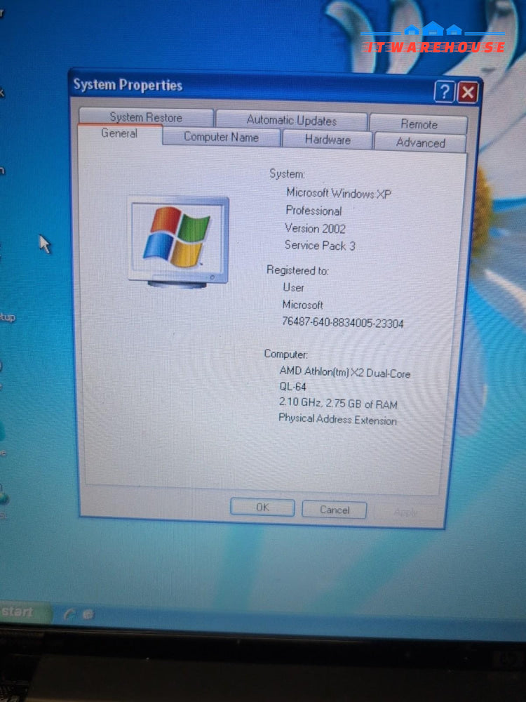 HP Pavilion DV4 14" Laptop AMD Athlon QL-64 CPU/3GB RAM /250GB HDD /Windows XP -