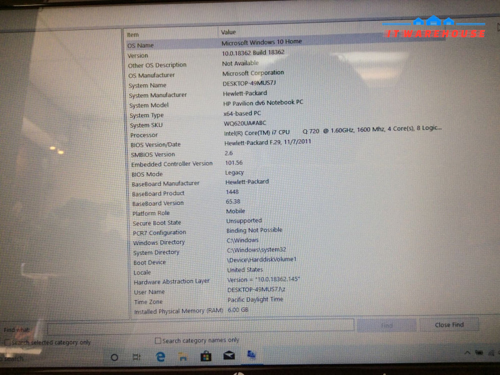 HP Pavilion dv6 Motherboard With i7-Q720 1.6GHz 4 cores 8 threads and fan TESTED