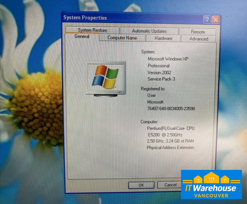 HP Pavilion p6000 Desktop Intel E5200 CPU / 4GB RAM / 250GB HDD / Win XP Pro ~