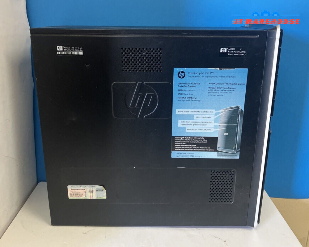 HP Pavilion P6122f Desktop AMD Phenom 8450 CPU / 4GB RAM / 250GB HDD / Win XP ~