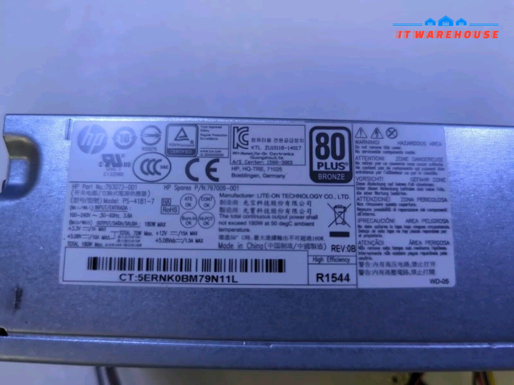 HP ProDesk 400 410 G3 SFF 180W Power Supply 797009-001 793073-001 -