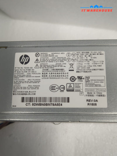 HP PSU 240W Power Supply 702309-002 751886-001 PS-4241 For 800 G1