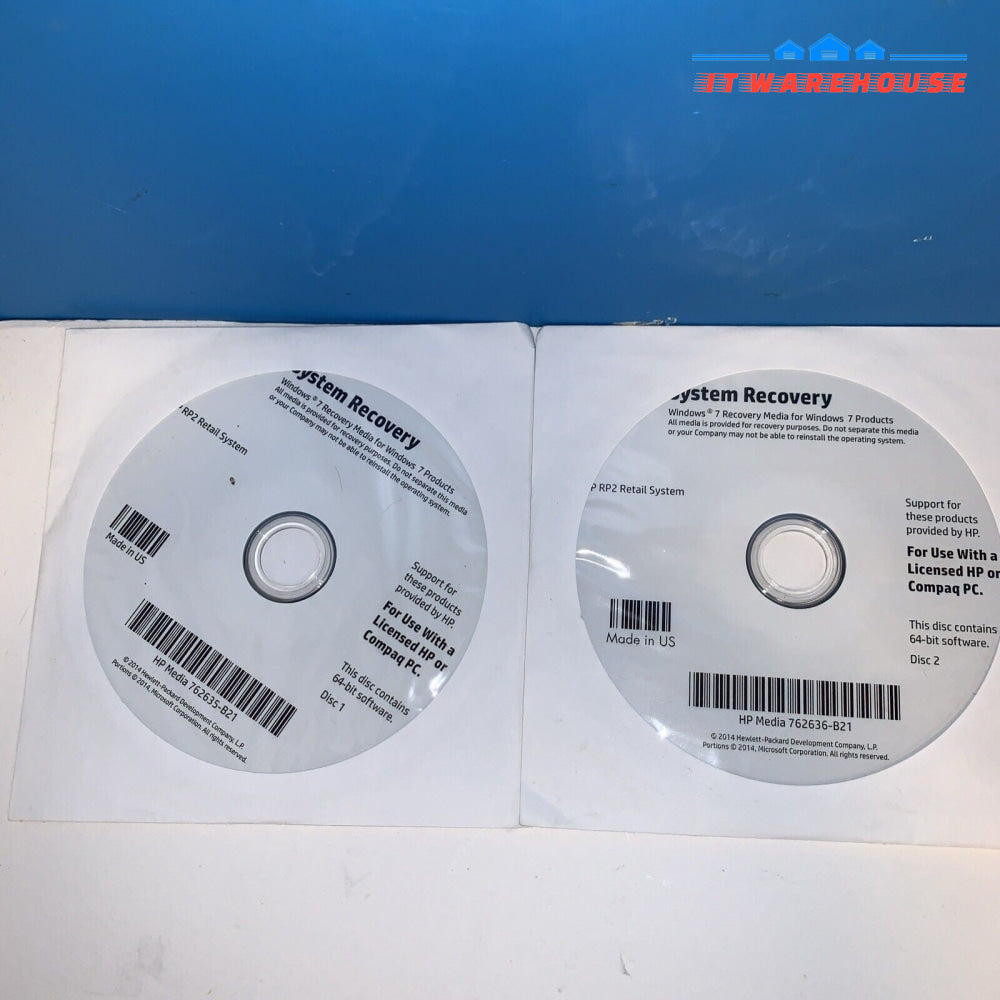 HP RP2 Retai Windows 7  Operating System 762635 /762636/762637 Software Recovery