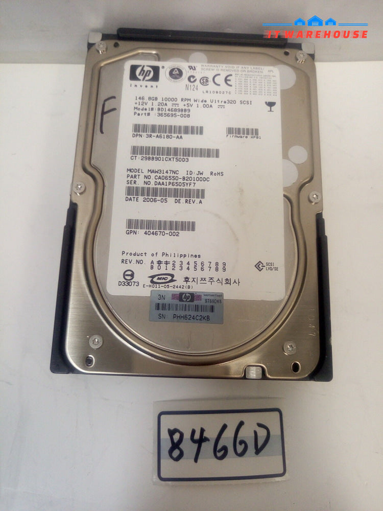-  HP SCSI 365695-008 146GB 10K U320 PLUGGABLE HARD DRIVE MAW3147NC @@@