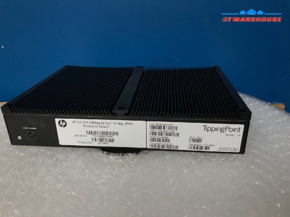 HP TippingPoint S10 IPS 20Mbps-2xGig-T & intg Switch JC184A C314 TPRN0010CAS96