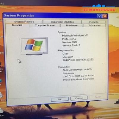 HP tower PC AMD 4-core 3.25GB RAM 500GB HD Windows XP pro SP3
