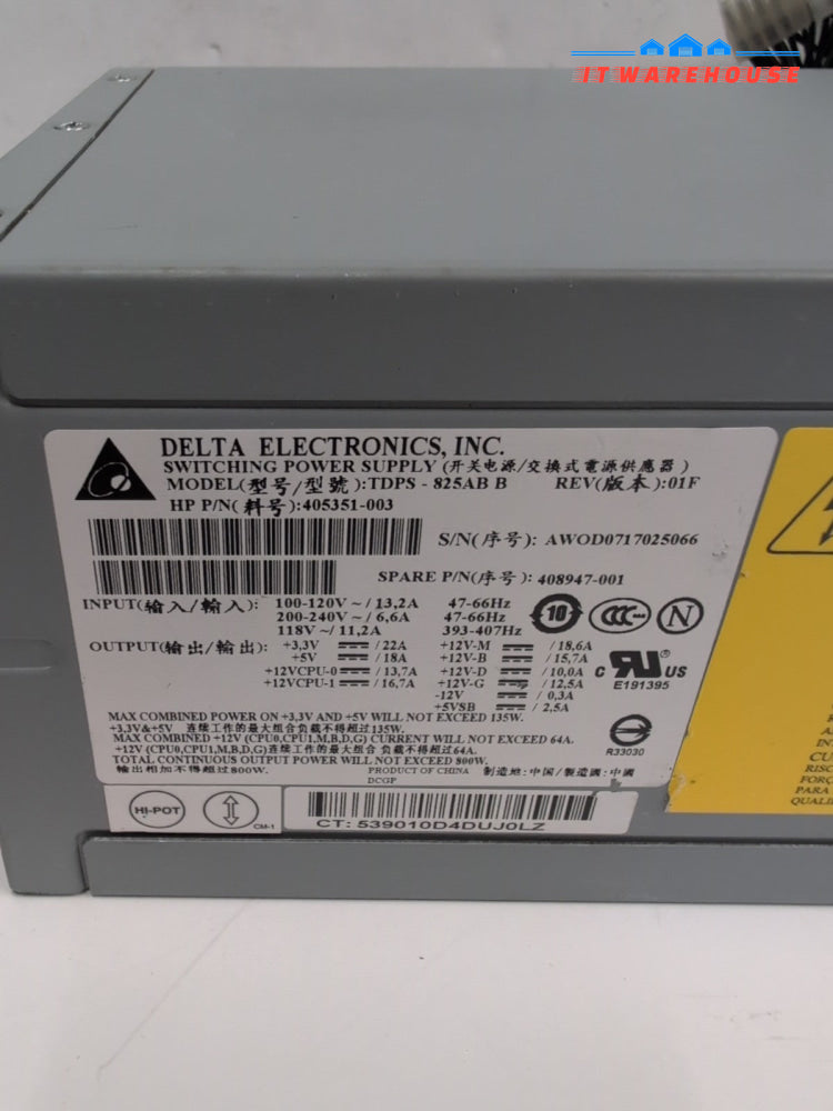 HP Workstation TDPS-825AB B  405351-003 408947-001 800W  Power Supply -
