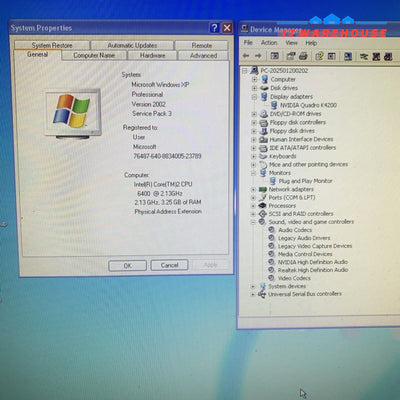 HP xw4400 Duo 2.13GHZ 4GB 500G + 1TB nvidia K4200 Windows XP SP3 （3x RJ45）