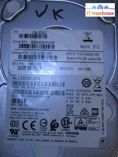 IBM 18R1086 18R1085 108-00321  1.2TB 2.5" SAS Hard Drive Tested -