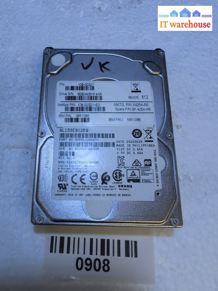 IBM 18R1086 18R1085 108-00321  1.2TB 2.5" SAS Hard Drive Tested -