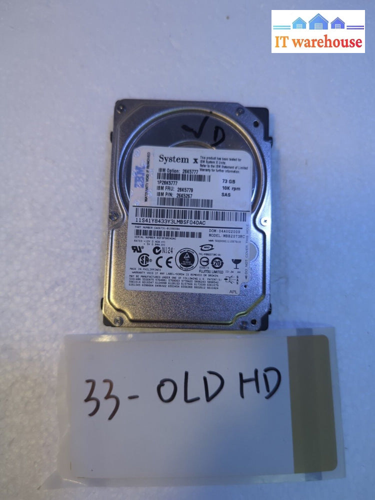 - Ibm 26K5777 73Gb 10K U320 Sff Sas Nhs Xseries Server Hard Drive