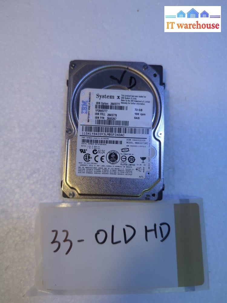- IBM 26K5777 73gb 10k U320 SFF SAS NHS xSeries Server Hard Drive