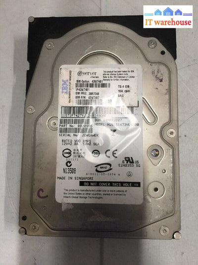 -IBM 3.5" 73.4GB 15K SAS HARD DRIVE 43W7481 39R7348 43W7487 0B20995