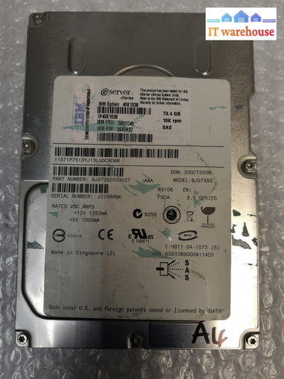 - Ibm 40K1039 39R7340 Hot-Swap 73Gb 10K Rpm 3.5’ Sas Hard Disk Drive