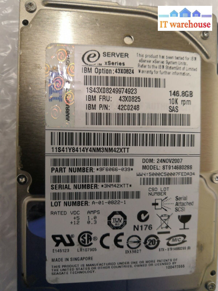 + IBM 43X0825 43X0824 42C0248 146GB 3G 10K 2.5" SAS HDD @@@