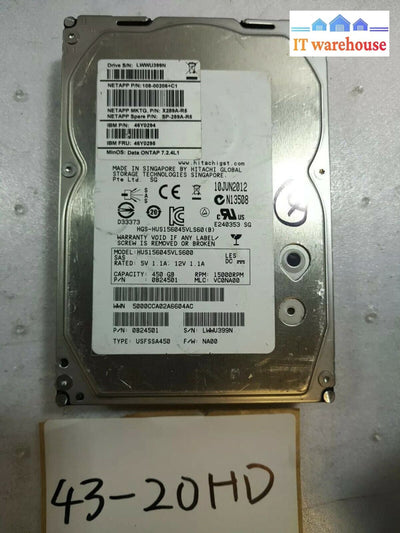 -  IBM 46Y0294 46Y0295 450GB 15K SAS Hard Drive 108-00206+C1
