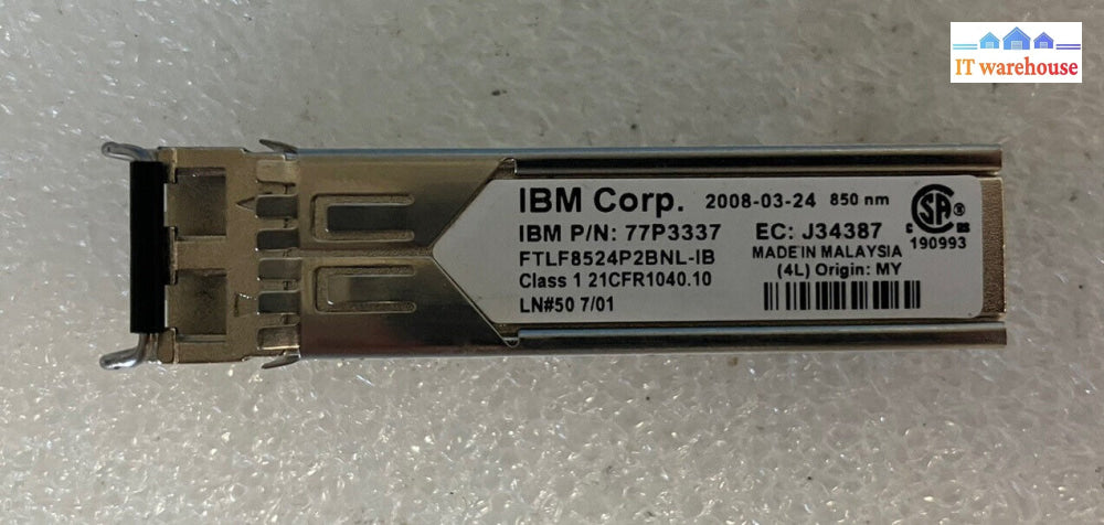 ~ IBM 77P3337 J34387 FTLF8524P2BNL-IB 850nm 4Gb SFP Transceiver Module