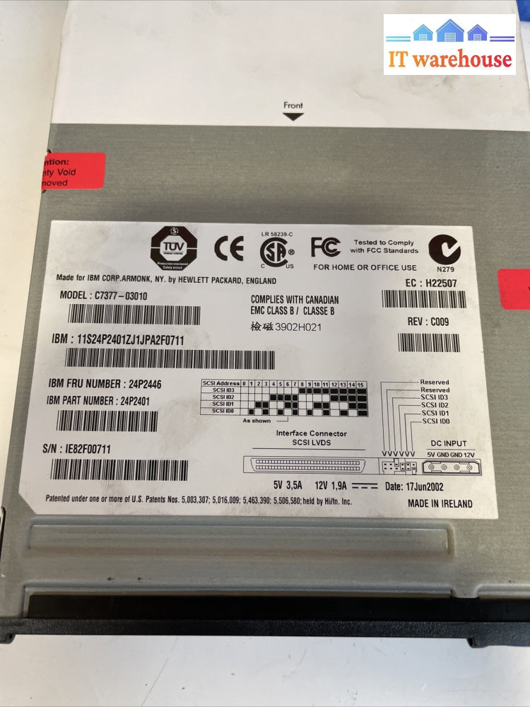 IBM C7377-03010 SCSI LVDS LOT1 Tape Drive 24P2446 24P2401