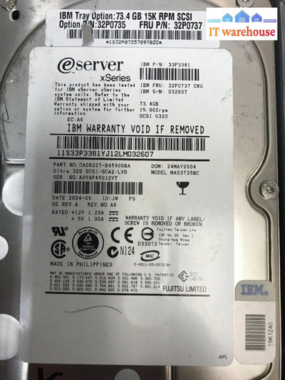 - IBM eServer 73.4GB U320 15K SCSI Hot Swap Hard Drive + Caddy 32P0737 