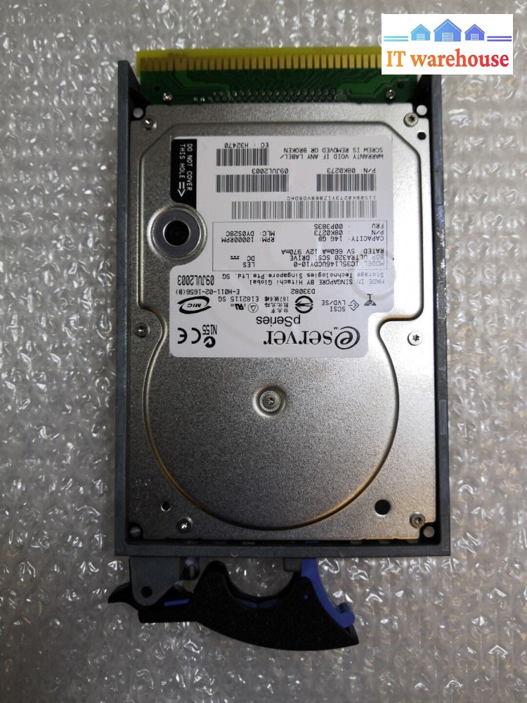 IBM eServer pSeries 146GB 08K0273 00P3835 IC35L146UCDY10-0 HDD W/ Tray 00P3834