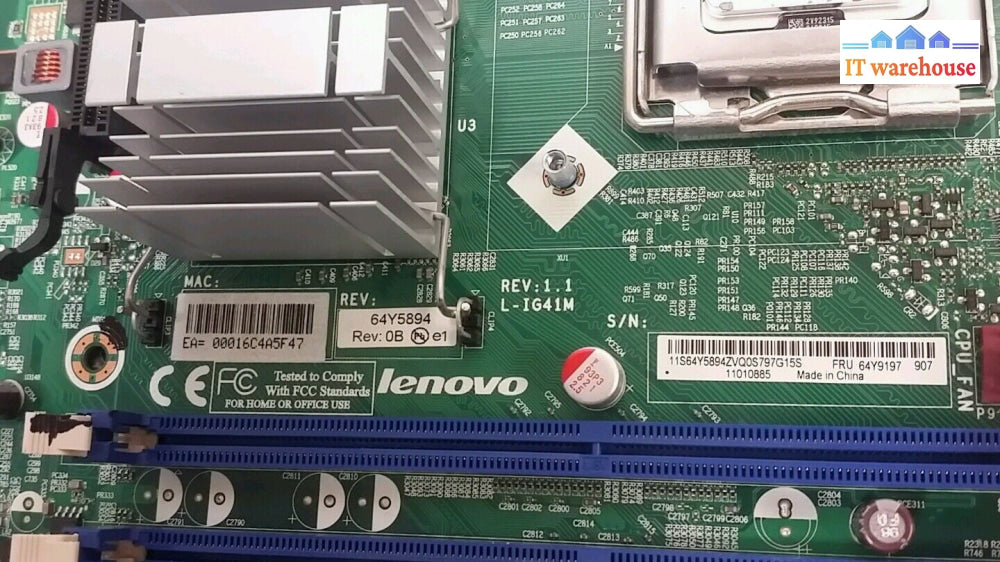 * IBM/Lenovo   Motherboard L-IG41M 64Y5894  FRU 64Y9197  w/ E5300 CPU& I/O PLATE