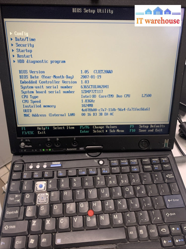 IBM LENOVO X60 6365 ULTRA PORTABLE TABLET (working parts)