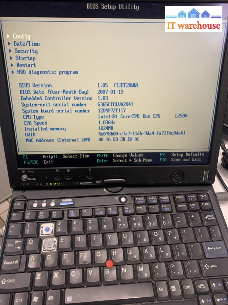 IBM LENOVO X60 6365 ULTRA PORTABLE TABLET (working parts)