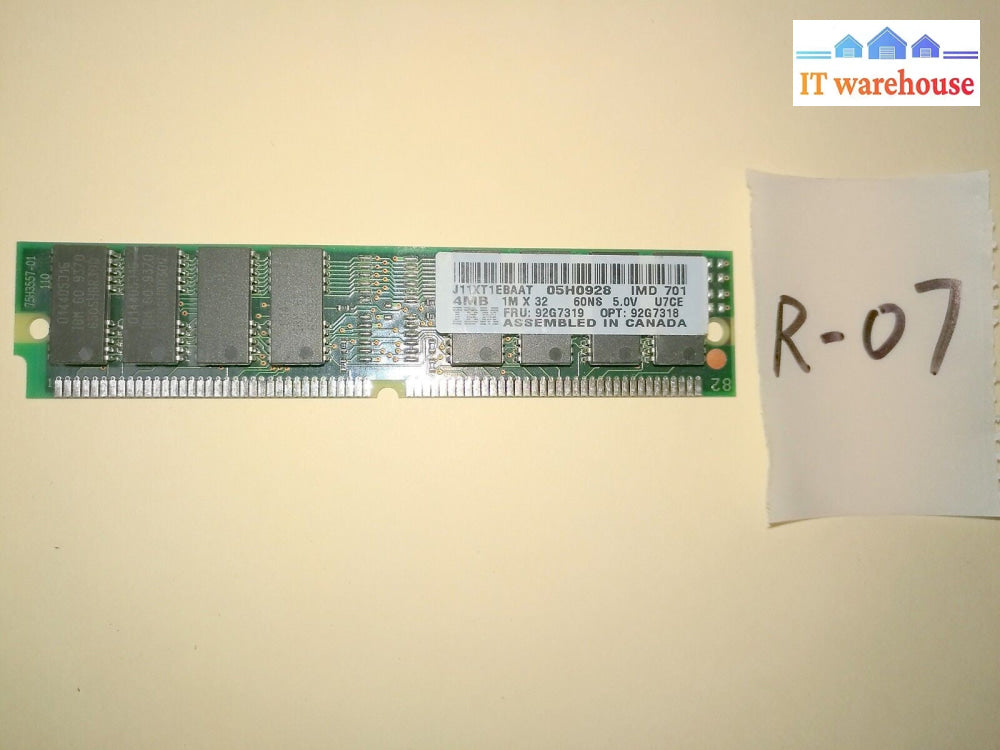 + IBM RAM 05H0928 92G7319 4Mb 1Mx32 60NS 5.0V