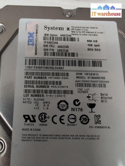IBM System X 44W2244 44W2245 600GB 3.5" SAS Server Hard Drive TESTED -