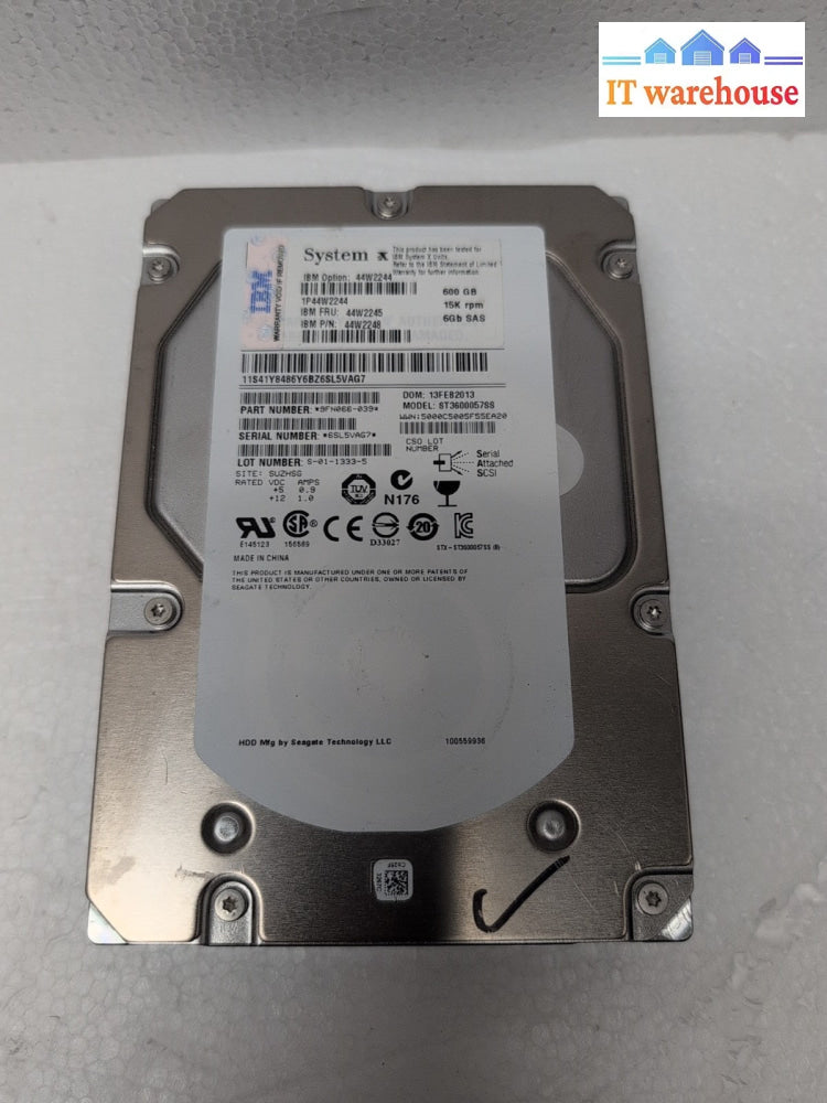 IBM System X 44W2244 44W2245 600GB 3.5" SAS Server Hard Drive TESTED -