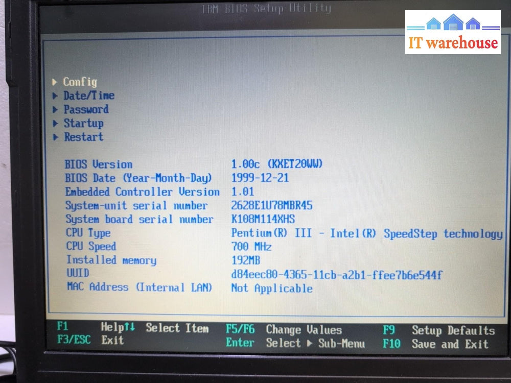 IBM ThinkPad A21m 14" Laptop Intel Pentium III 700 MHz/ 192MB /10GB HD /No OS -