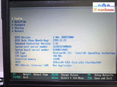 IBM ThinkPad A21m 14" Laptop Intel Pentium III 700 MHz/ 192MB /10GB HD /No OS -