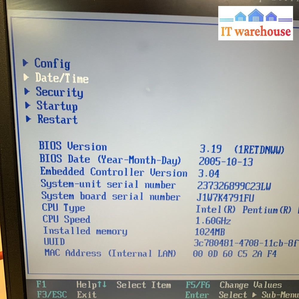 IBM ThinkPad T41 Laptop 14" PM 1.6GHZ 1GB (No hard drive/caddy/connector/cover)