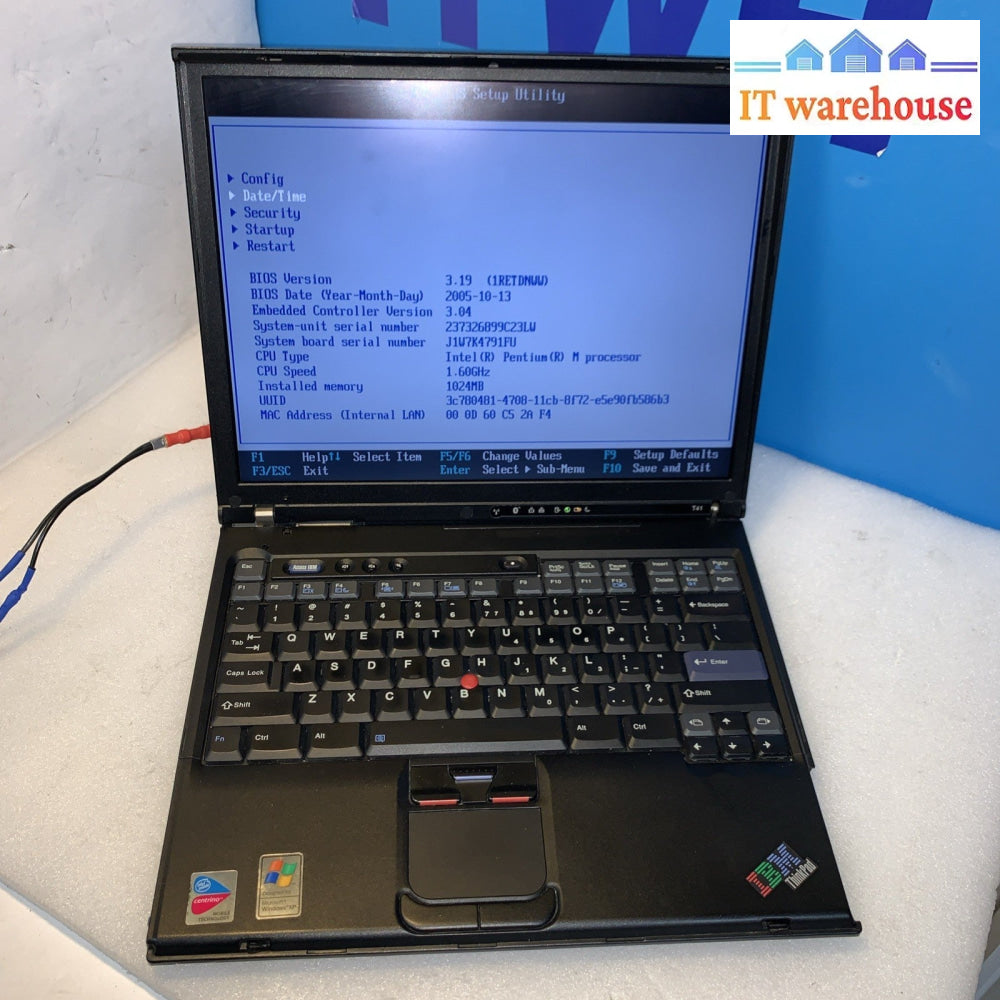 IBM ThinkPad T41 Laptop 14" PM 1.6GHZ 1GB (No hard drive/caddy/connector/cover)