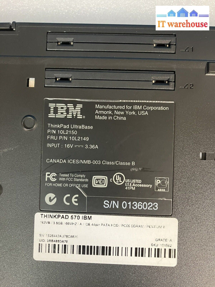 ~ IBM ThinkPad UltraBase 10L2150 (10L2149) For IBM ThinkPad 570 / 570E *Tested*