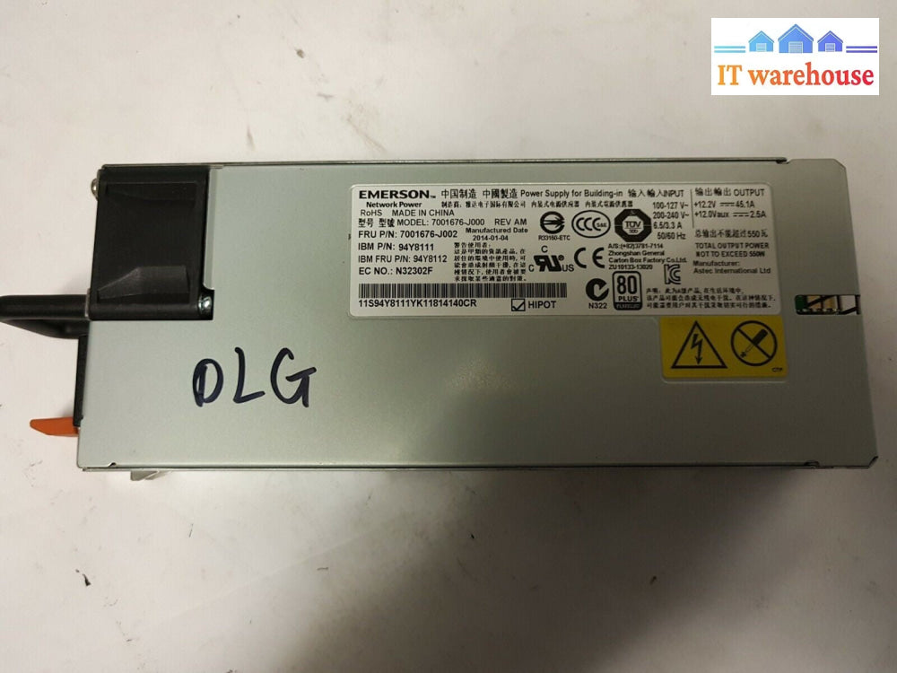 -  IBM X3550 M4 550W Hot Swap Power Supply 94Y8111 94Y8112
