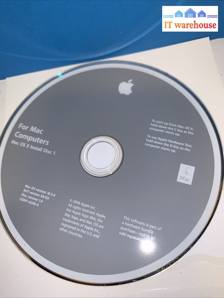 iMac MacOS Leopard 10.5.4 2Z691-6248-A 2Z691-6249-A