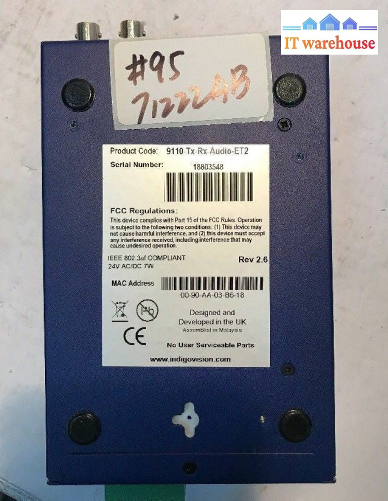  IndigoVision  9110-TX-RX-AUDIO