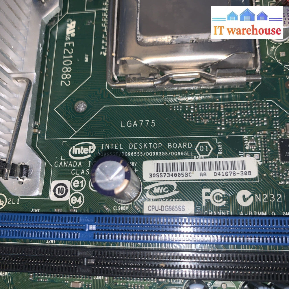 Intel DG965SS D41678-308 Skt 775 Motherboard With Dual Core E4600 2.4 GHz Cpu