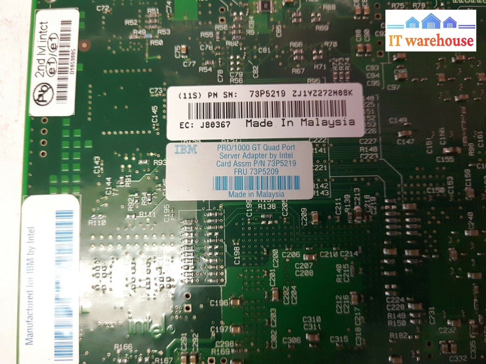 - Intel IBM PRO/1000 GT Quad Port Server Adapter 73P5219 FRU 73P5209 D35031-002
