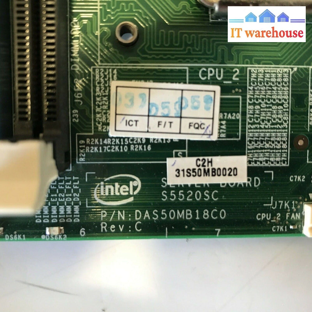 Intel S5520SC DAS50MB18C0 LGA1366 2 socket motherboard W/ 2 INTEL E5530 XEON   