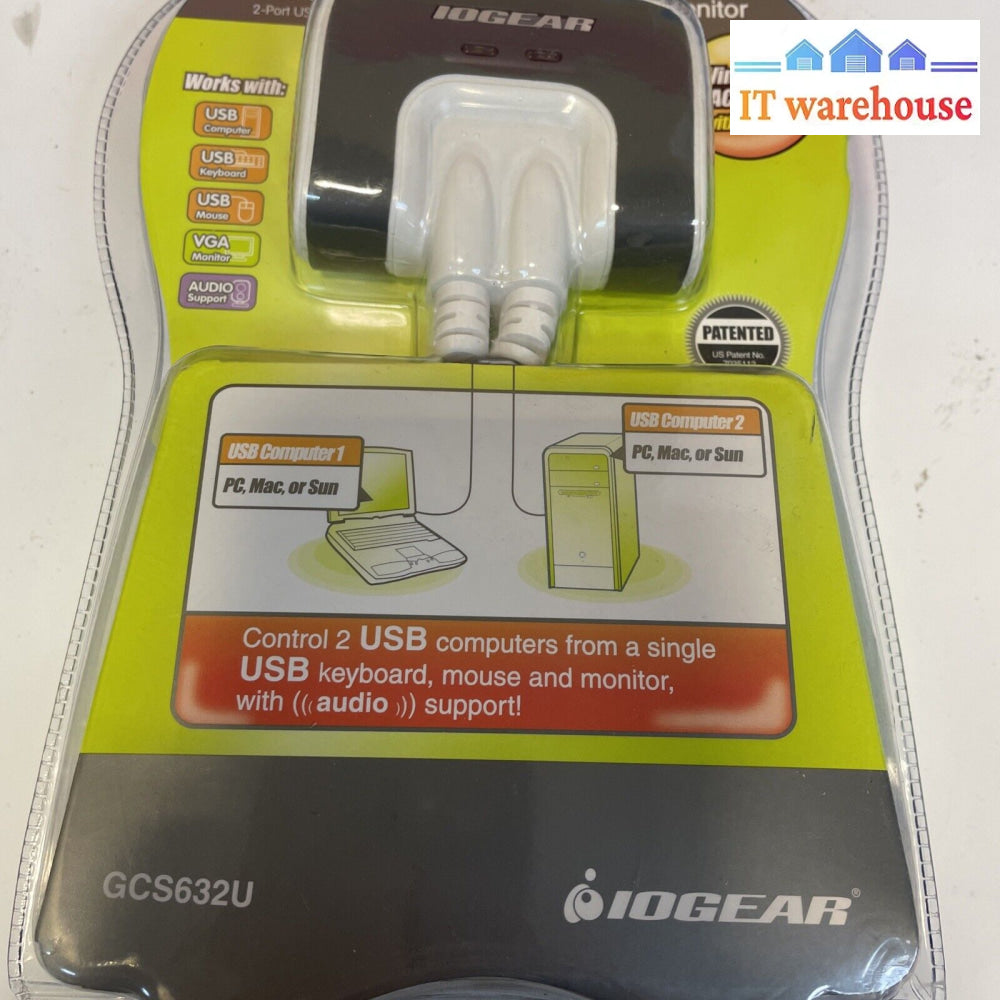 Iogear Gcs632U 2-Port Vga Usb Compact Kvm Switch Box