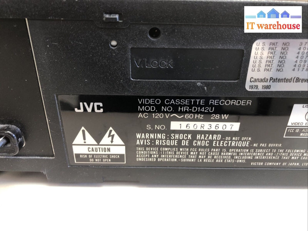 $ JVC HR-D142U VIDEO CASSETTE RECORDER Works (NO REMOTE,FACE COVER MISS) 