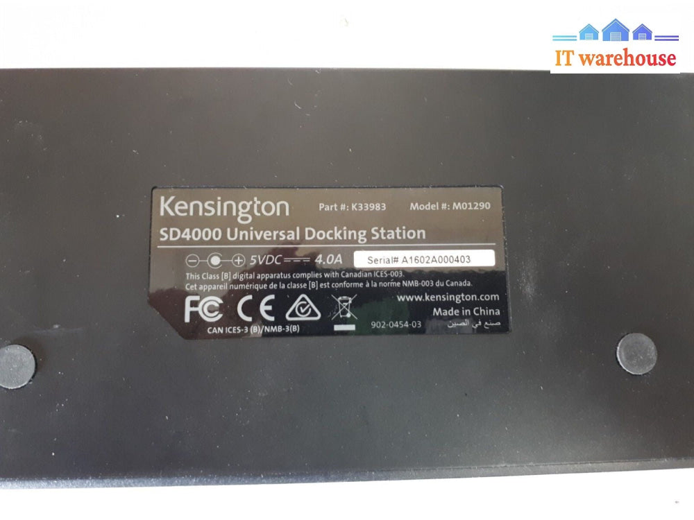 $ Kensington SD4000 5Gbps USB 3.04K Docking Station  DP/HDMI/DVI-I  K33983AM