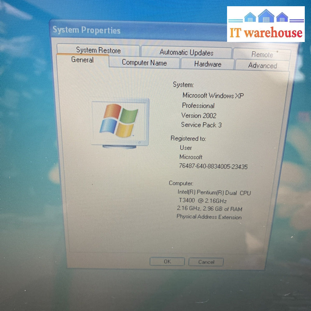 Lenovo 3000 G530 Intel T3400 15.4’’ 3GB 320GB Windows XP Pro SP3 Laptop (no BAT)