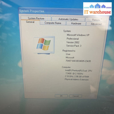 Lenovo 3000 G530 Intel T3400 15.4’’ 3GB 320GB Windows XP Pro SP3 Laptop (no BAT)