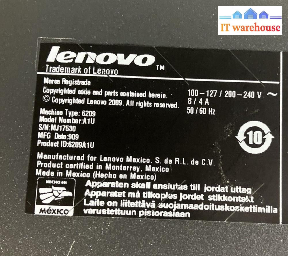 Lenovo 6209 ThinkCentre M58p Desktop Intel C2D CPU / 4GB RAM / 320GB HDD / XP ~